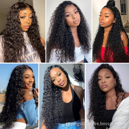 Yeswigs Brazilian Hair Human Water Wave 4X4 Swiss Lace Closure Wigs For Black Women Cuticle Aligned  Pre Plucked remy hair Wigs